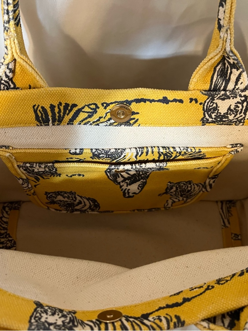 Vince Camuto Tiger Print Canvas Tote Bag with Tassel - Picture 2 of 2